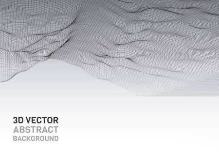 Abstract 3d surface. Distortion of space and matter. Modern technology for designing volume objects.のイラスト素材