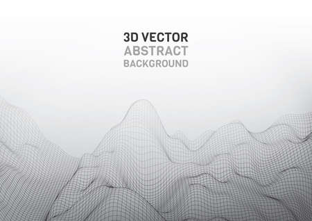 Abstract 3d surface. Distortion of space and matter. Modern technology for designing volume objects.のイラスト素材