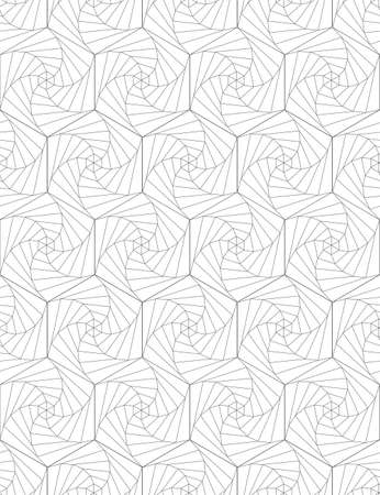 Abstract seamless pattern of hexagons. Optical illusion of rotation.のイラスト素材
