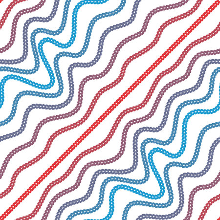Seamless pattern of yarns. Waves and vibrations of forms. Optical illusion of motion. Pattern for fabrics and wallpaper.のイラスト素材