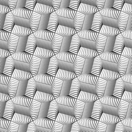 Abstract seamless pattern. Optical illusion of volume and movement of geometric shapes.のイラスト素材