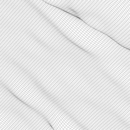 3d illustration. Abstract landscape on a white background. Cyberspace grid. Hi-tech network.のイラスト素材
