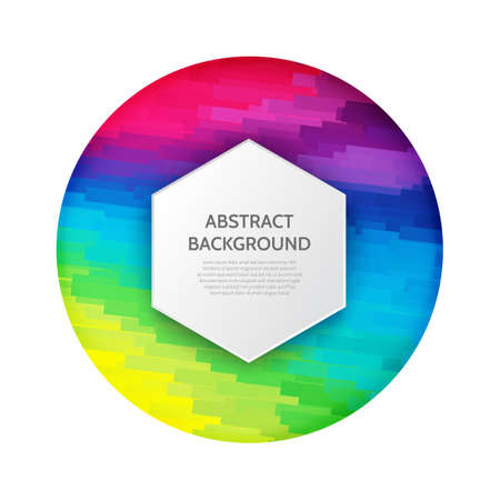 Abstract background with geometric texture. Optical illusion of movement. Frame in the shape of a circle. Hexagon text space.のイラスト素材