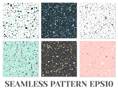 Terrazzo flooring vector seamless pattern. Texture of classic italian type of floor composed of natural stone.のイラスト素材