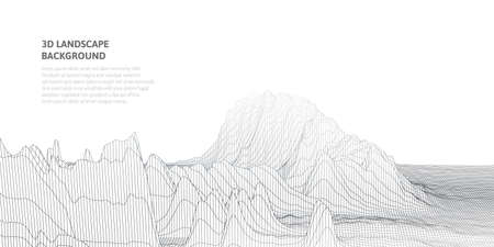 Abstract background with low poly landscape. The space of the virtual world. Designing material objects.のイラスト素材