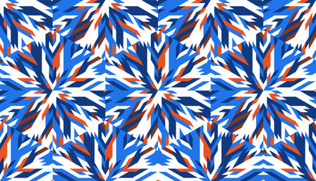 Abstract seamless pattern with hexagonal structure. Bright saturated colors for your design....