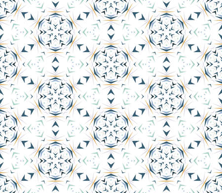 Abstract seamless pattern with kaleidoscope. Symmetric patterns of reflections of figures. Optical illusion of space distortion.のイラスト素材