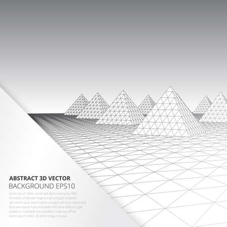 Abstract background with volumetric pyramids. Surreal landscape.のイラスト素材