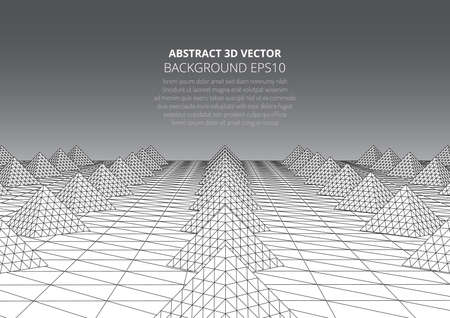 Abstract background with volumetric pyramids. Surreal landscape.のイラスト素材