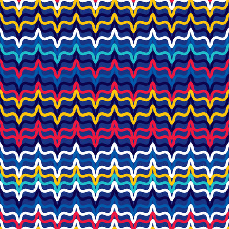 Seamless pattern with wave-shaped shapes. Oscillation of lines in space.