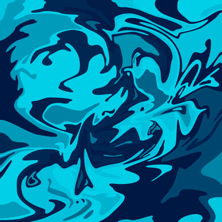 Dark blue stains of paint. Boiling water in the ocean. The movement of geometric shapes.のイラスト素材