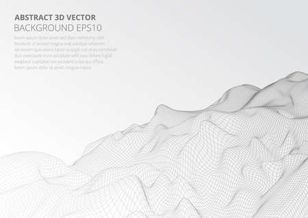 Modeling virtual reality. Abstract 3D image of mountains, hills or the bottom of the ocean.のイラスト素材
