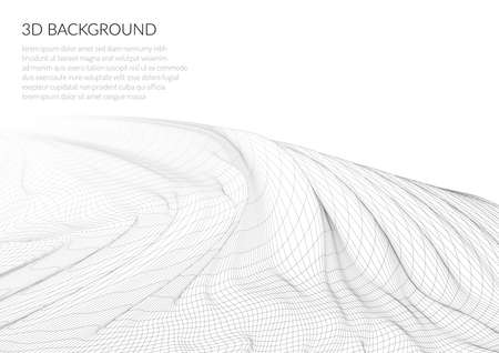 Abstract 3D image of a mountain with a polygonal mesh. View from a great height. Landscape on a white background. Stock vector illustration.のイラスト素材