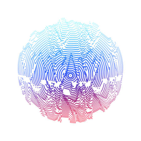 Abstract background with particles. Volumetric figures and waves of particles. Optical illusion of vibrations.のイラスト素材