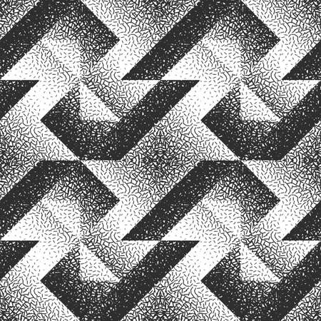 Abstract seamless pattern of geometric shapes with texture. Optical illusion of the volume and depth of the image.のイラスト素材