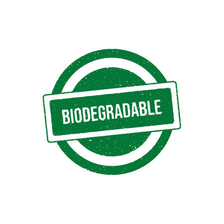 Logo for biodegradable materials. Preserving a healthy environment. Eco friendly products.のイラスト素材