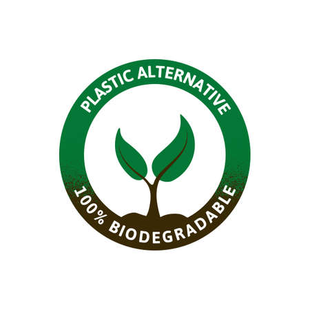 Logo for biodegradable materials. Preserving a healthy environment. Eco friendly products.のイラスト素材