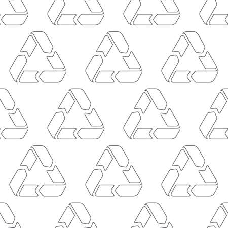 Seamless pattern with recycling signs on a white background. Pattern for recyclable materials and packaging.のイラスト素材