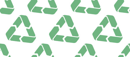 Seamless pattern with recycling signs on a white background. Pattern for recyclable materials and...
