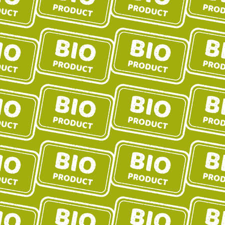 Seamless pattern with inscriptions. Stamps with texture. Eco-friendly bio products and materials.のイラスト素材