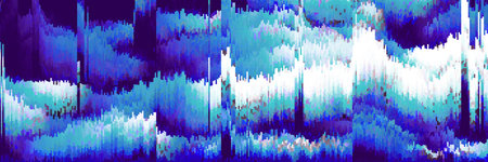 Background of glitch manipulations. Stock vector illustration. Abstract texture of blue shades.
