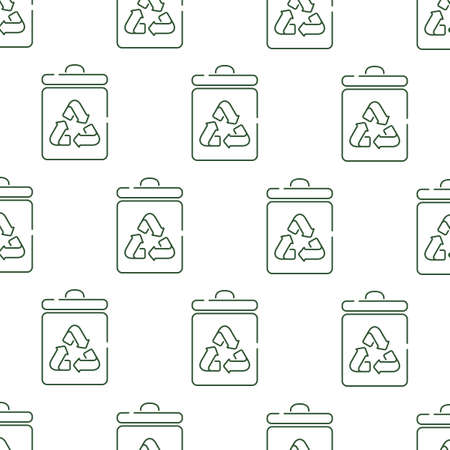 Seamless pattern with trash cans. Recycling to save the environment.のイラスト素材