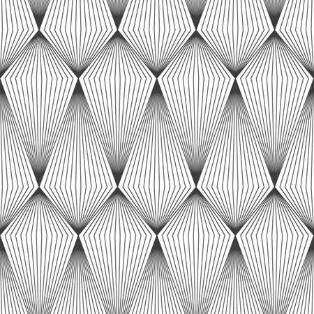 Abstract pattern with volumetric geometric shapes from lines. Image with optical illusion.のイラスト素材
