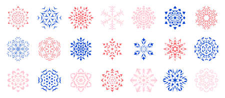 A set of snowflakes on a white background. Items for your packaging and printing design.のイラスト素材