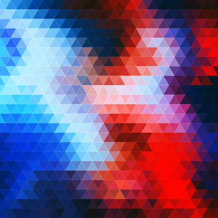 Abstract background with a geometric texture of triangles. Bright shades of blue and red.のイラスト素材