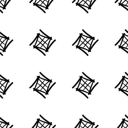 A simple seamless oriental-style pattern. Black geometric shapes on a white background.のイラスト素材