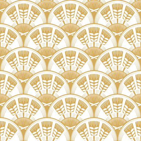 Seamless pattern with bright gold wheat ears.のイラスト素材