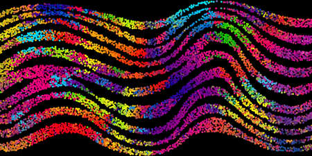 A bright abstract background with a stream of particles on a dark background. Design of flyers for parties, banners for websites, presentations, original packaging. Stock vector illustration.のイラスト素材