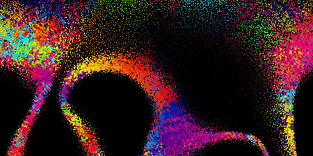 A bright abstract background with a stream of particles on a dark background. Design of flyers for parties, banners for websites, presentations, original packaging. Stock vector illustration.のイラスト素材