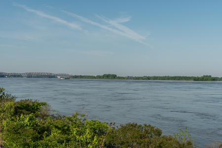 Mighty Mississippi river vista in springtime, Memphis, Tennesseeの写真素材