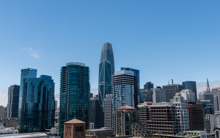 Beautiful view of the San Francisco downtown on a clear summer day, Northern California