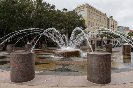 The Splash fountain at the entrance to the Waterfront park in Charleston, South Carolinaのeditorial素材