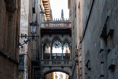 Scenic gothic quarter vista in Barcelona, Cataloniaの写真素材