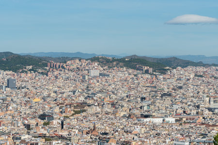 Scenic panoramic aerial Barcelona vista, Catalonia