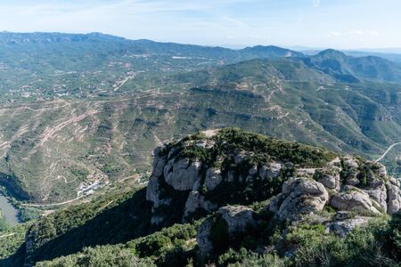 Scenic aerial Montserrat vista near Barcelona, Cataloniaの写真素材