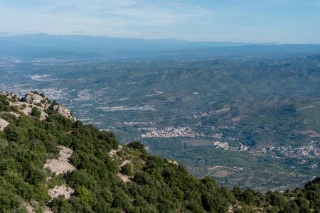Scenic aerial Montserrat vista near Barcelona, Cataloniaの写真素材