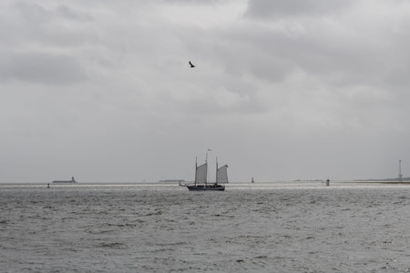 Scenic Charleston Bay vista on a rainy day, South Carolina