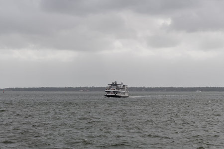 Scenic Charleston Bay vista on a rainy day, South Carolina