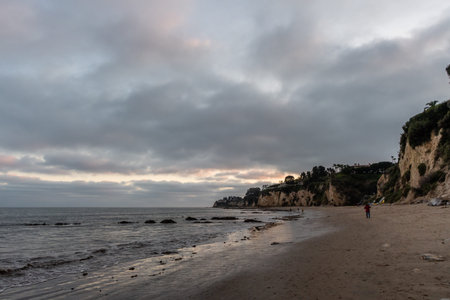 Scenic Paradise Cove vista at sunset, Malibu, Southern California