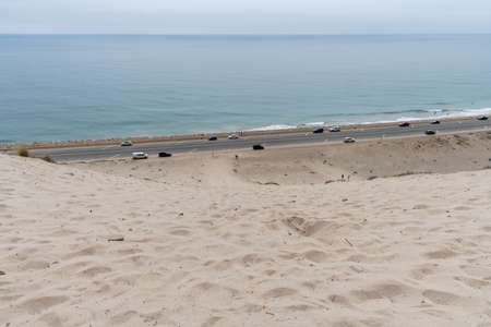 Scenic aerial Sand Dune vista near Point Mugu, Southern Californiaの写真素材