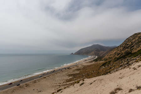 Scenic panoramic aerial Point Mugu vista from the top of the Sand Dune, Southern Californiaの写真素材