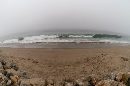 Thornhill Broome beach vista on a foggy day, Ventura County, Southern California