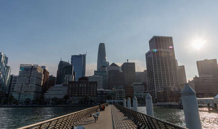 Scenic urban view at sunset, downtown San Francisco, Californiaのeditorial素材
