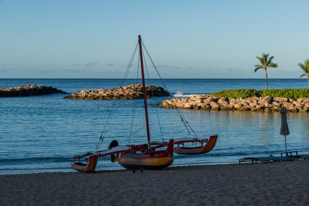 Scenic west Oahu vista in early morning, Hawaiiの写真素材