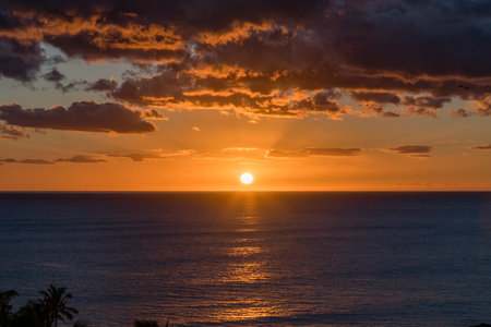 Beautiful sunset on Oahu's west coast, Hawaii