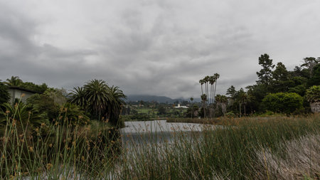 Scenic AndrÃ©e Clark Bird Refuge vista in the coastal area of Santa Barbara, Southern Californiaの写真素材
